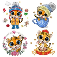 2022 new cartoon cute tigers iron on patches on clothes kids jackets diy iron on transfers for clothing thermoadhesive stickers