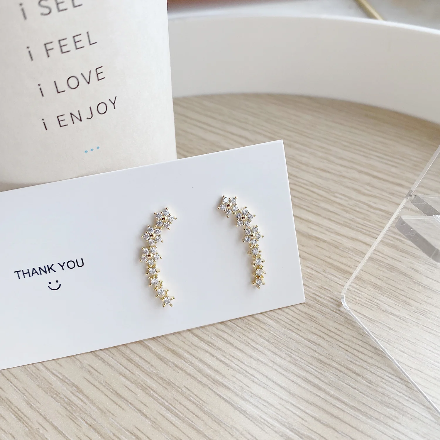 

Cute Long Stars 14K Gold Stud Earrings with Bling Zircon Stone Trend Fashion jewelry Korean Earrings 2021 Accessories