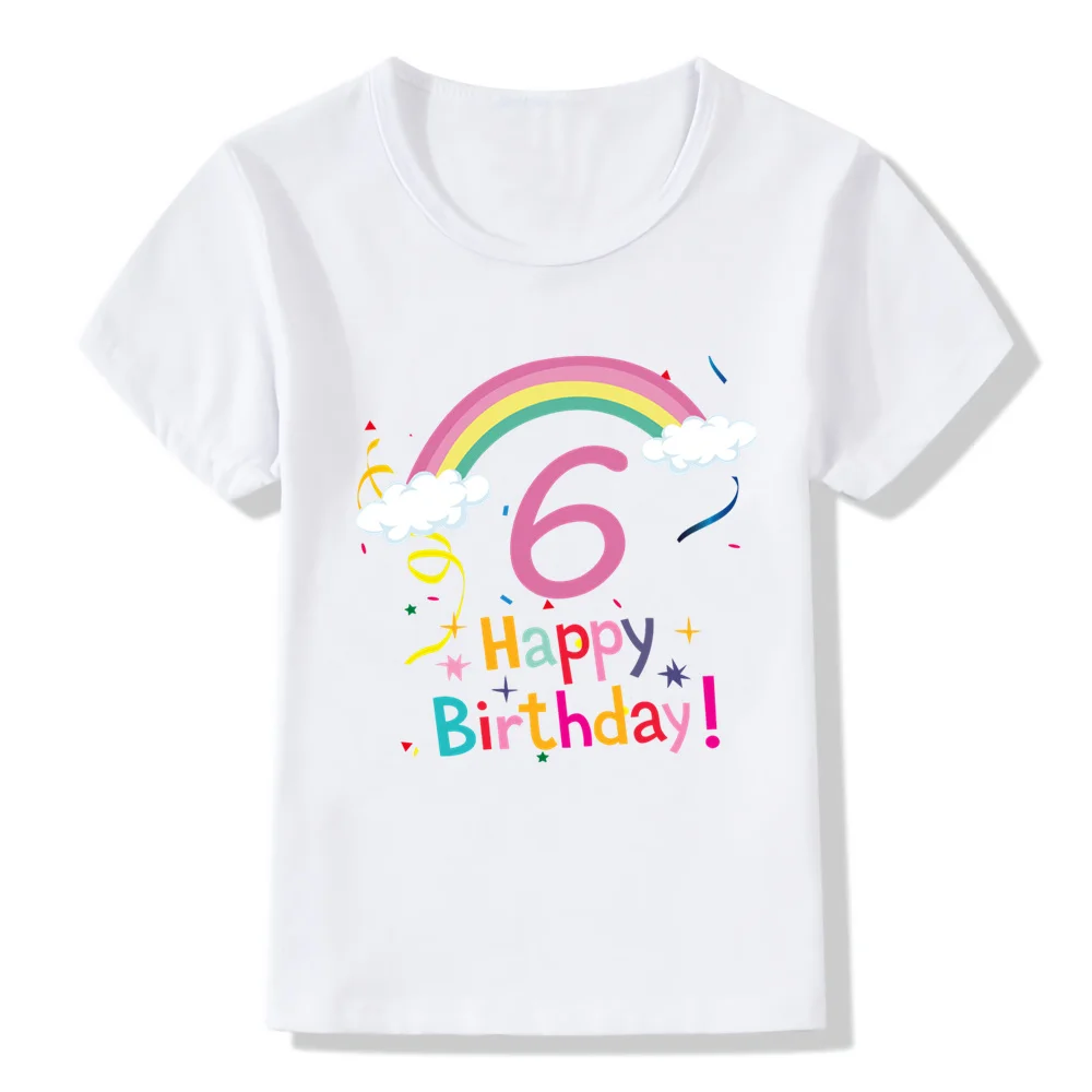 

Boys And Girls Rainbow Number 1-9 Print T Shirt Birthday Gift Pattern T-Shirt Summer Fashion New Cute Short-sleeved Top,YKP027