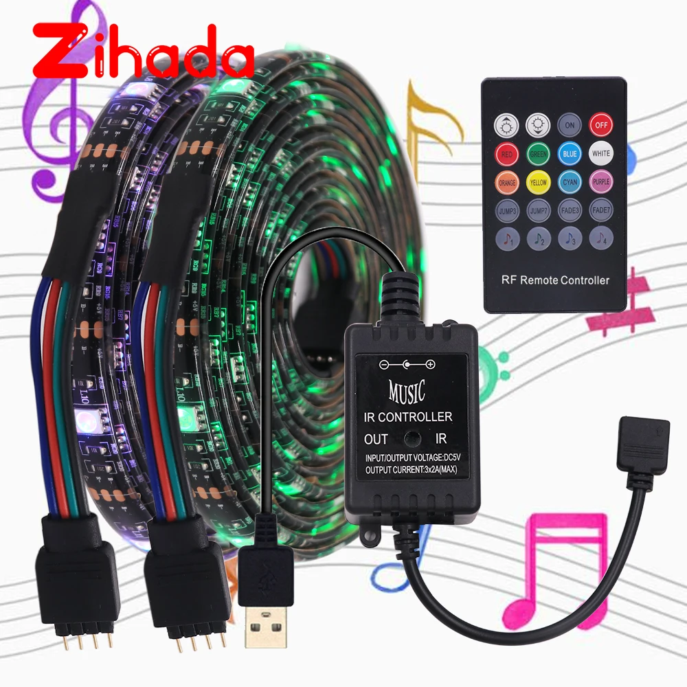 Музыкальная Светодиодная лента с USB 30 светодиодов/м 60 5050 RGB музыкальный