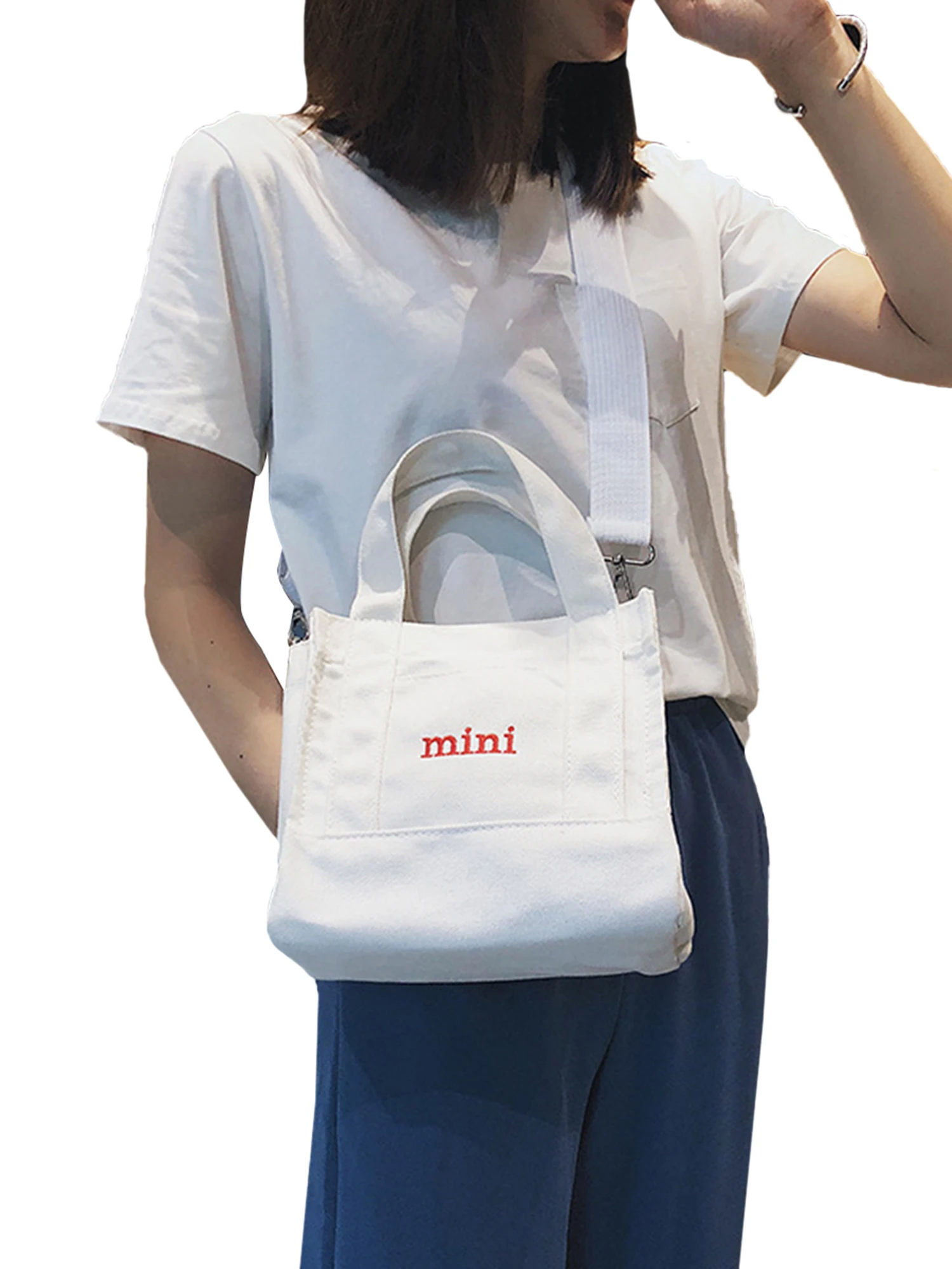 Женская Холщовая Сумка через плечо с Вышивкой Букв сумка для девочек