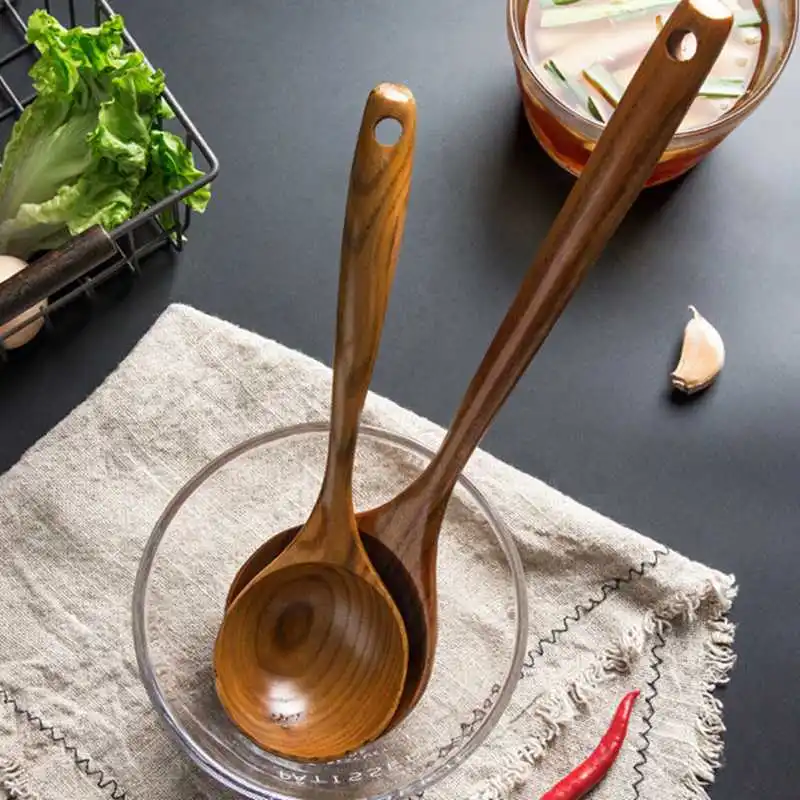 Новинка 2021 г. большие столовые приборы из натурального дерева для приготовления