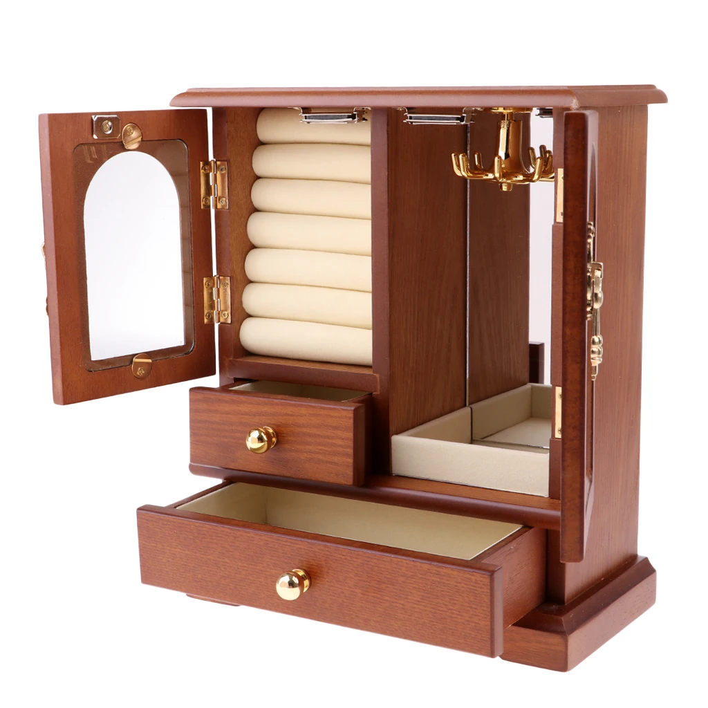 

Wooden Jewelry Display Storage Case Rings Organizer Holder Box