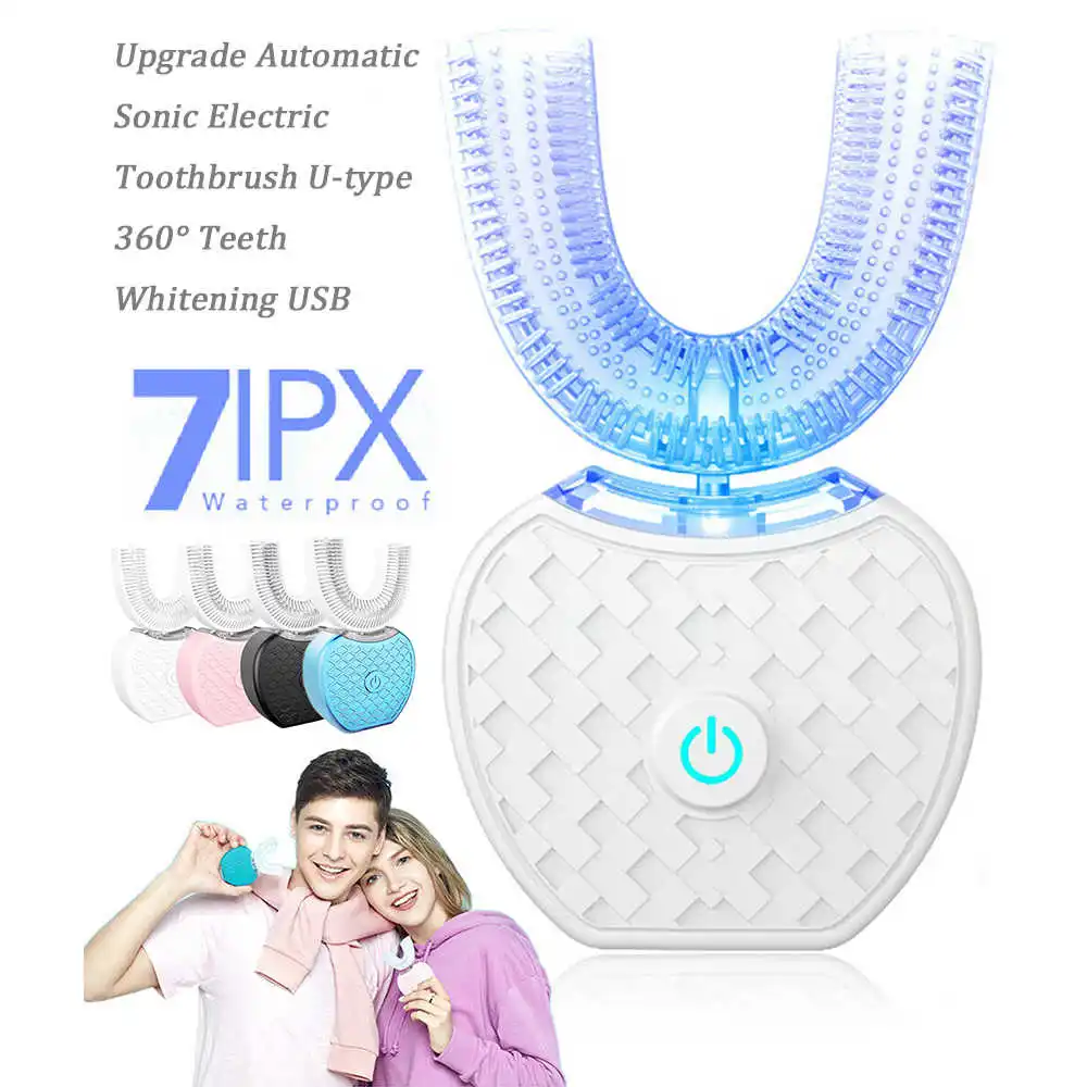 

Автоматическая звуковая электрическая зубная щетка degree 360, интеллектуальная U-образная зубная щетка, USB зарядка, отбеливание зубов, синяя ле...