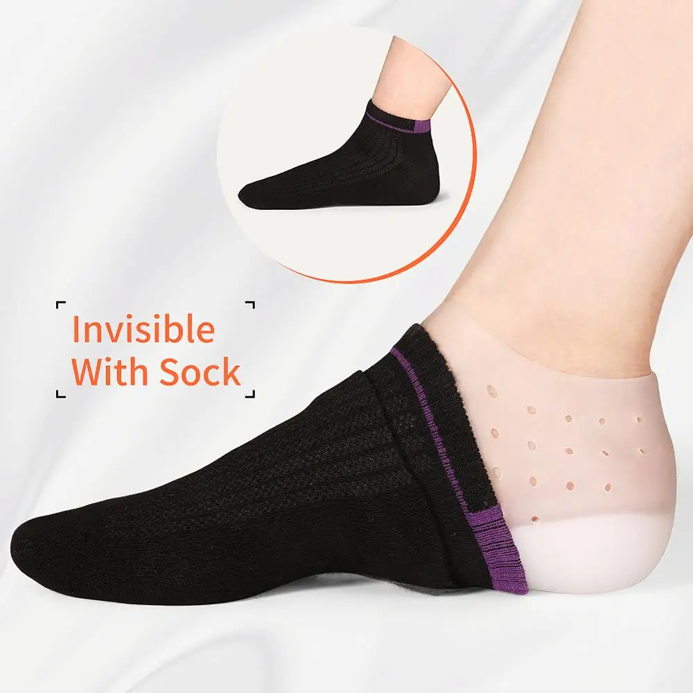 BANGNI Invisible Heightening Insoles Heel Socks Silicone Anti-crack Super Elastic Heightening Protection Heel Insoles for Shoes