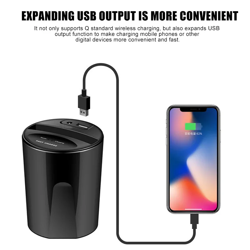 Автомобильное беспроводное зарядное устройство Подставка для зарядки с USB