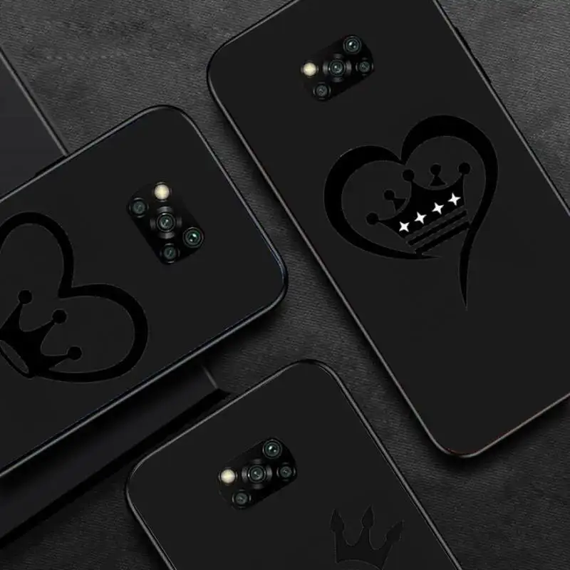 

Crown Power Cartoon Phone Case Black Color For Xiaomi 11 10 lite 10t Pro Redmi Note 7 8 9 10 9t 9a Cover Funda