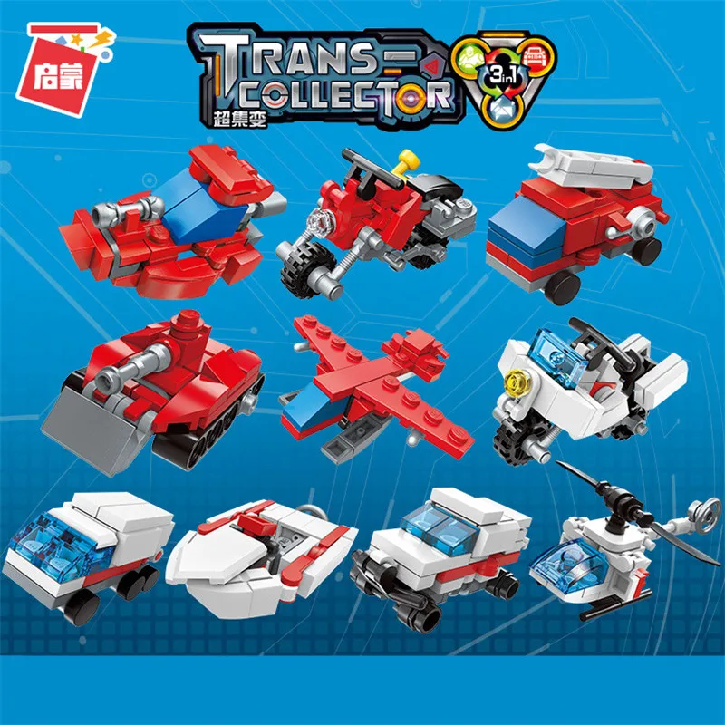 

ENLIGHTEN 10Pcs/lot City Fire Deformation Aircraft Tank Model Building Blocks Sets DIY Bricks Educational Toys for Children