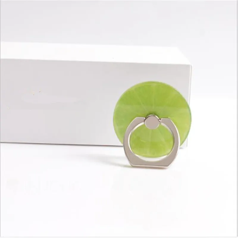 Green Lemon Мобильный телефон кронштейн мультфильм кольцо с фруктами Пряжка Кронштейн 360 градусов вращающийся ленивый кронштейн для столешницы палец держатель телефона кольцо держатель - Цвет: Green Lemon
