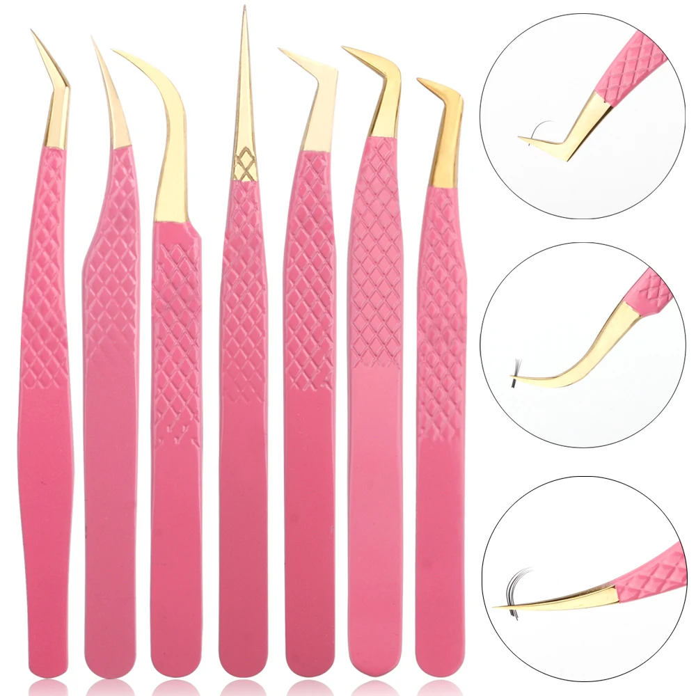 

Eyelash Extension Tweezers Anti-static Volume Lashes Straight Curved Stainless Steel Eyelashes Individual Tweezer Makeup Tool