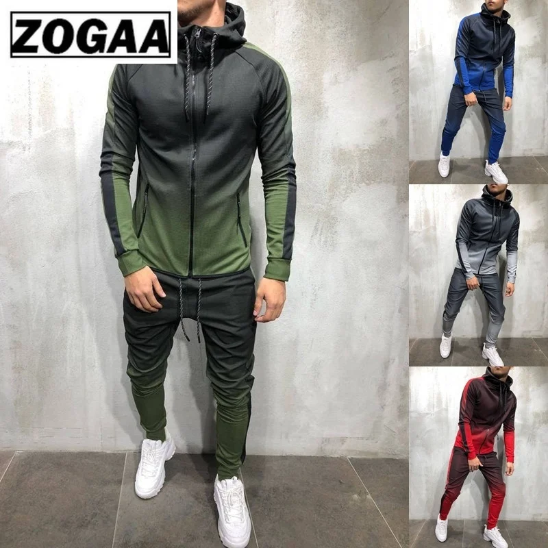 ZOGAA новинка 2019 брендовый мужской спортивный костюм комплект из 2 предметов 3D