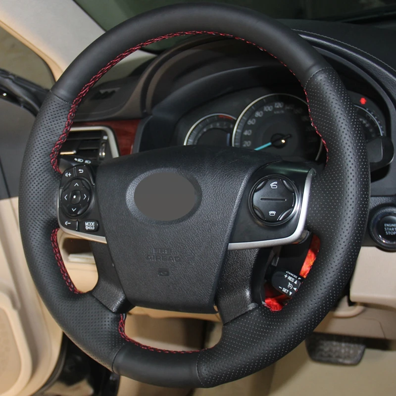 DIY Handsewing черного цвета из искусственной кожи чехол рулевого колеса автомобиля