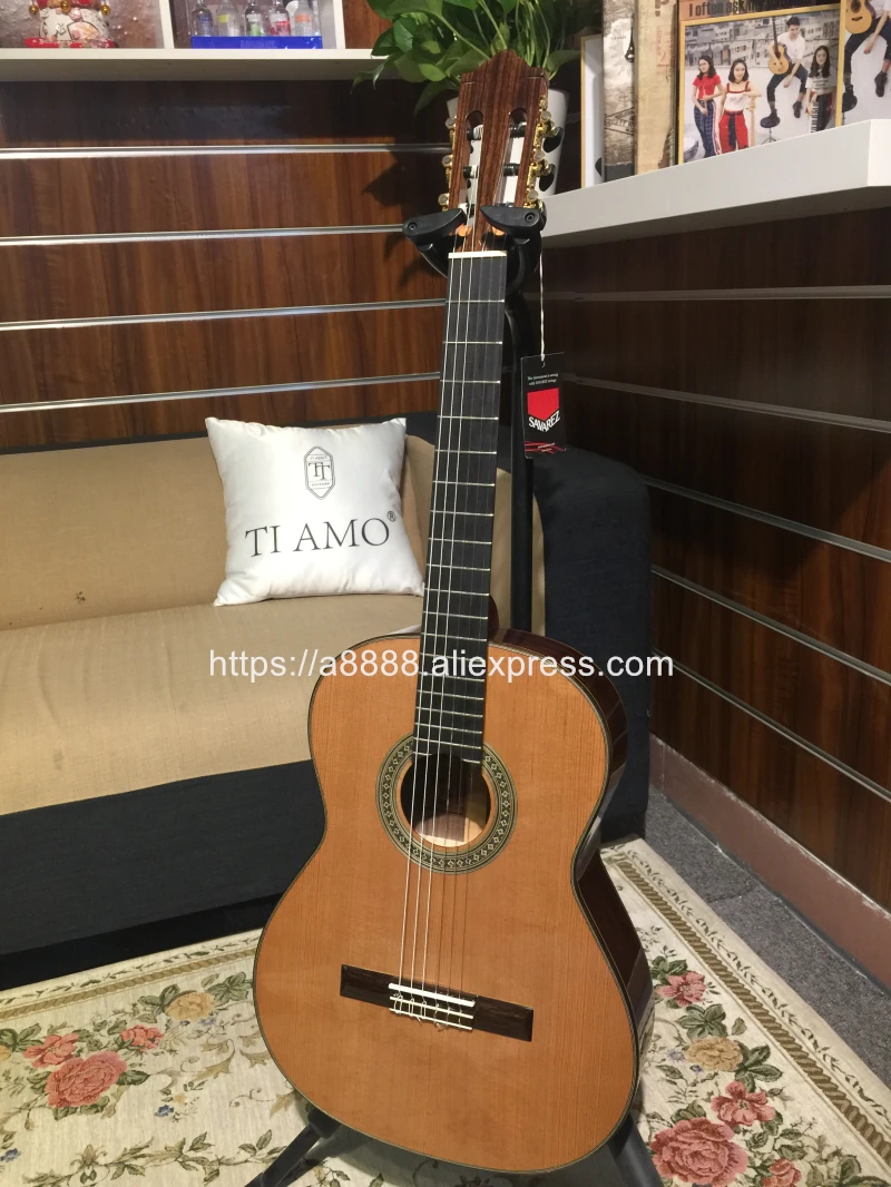 Испанская гитара Finlay 39 дюймов ручной работы с твердым верхом из кедра/розового