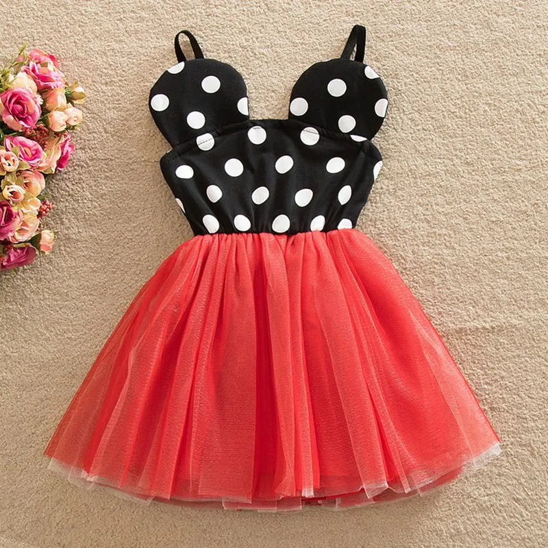 

Mickey Outfit Minnie Cartoon Birthday Party Clothes Litttle Girl Backless Sundress Baby Girls Tutu Dress Polka Dots