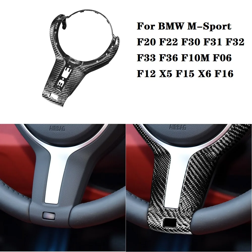 

Real Carbon Fiber Car Steering Wheel Trim Cover Replace Fit For BMW M Sport F20 F22 F30 F31 F32 F36 F10M F06 F12 X5 F15 X6 F16