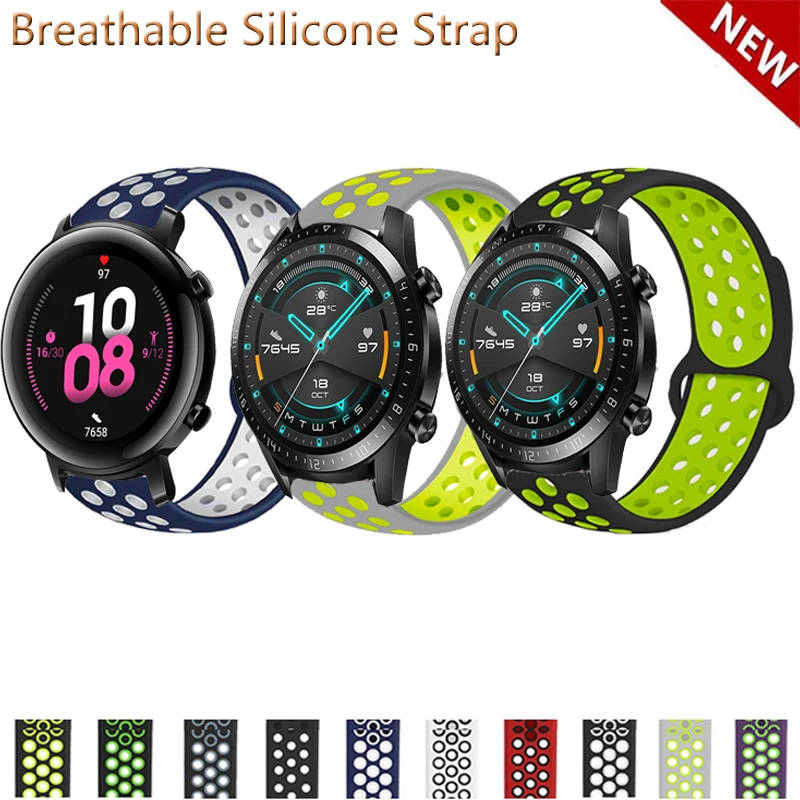 

Ремешок силиконовый для смарт-часов Huawei Watch GT 2 Pro/GT 46 мм, Воздухопроницаемый браслет для Honor Magic 2 46 мм/GS Pro Correa, 22 мм