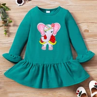 big girl clothes 1 6y kids dresses for girls catroon embroidery elephant long sleeve girls dress spring fall kids clothes new