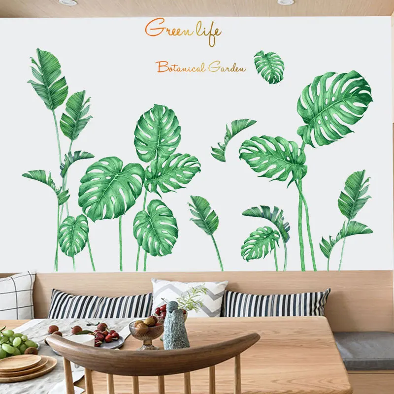 

Tropical Green Leaves Wall Stickers for Bedroom Living Room Sofa TV Background Wall Decor Removable Vinyl Wall Decals Home Decor