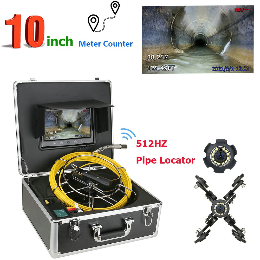 

512hz locator sonde camera pipe inspection camera drain sewer Meter Counter camera 10 inch monitor long spring 22mm camera