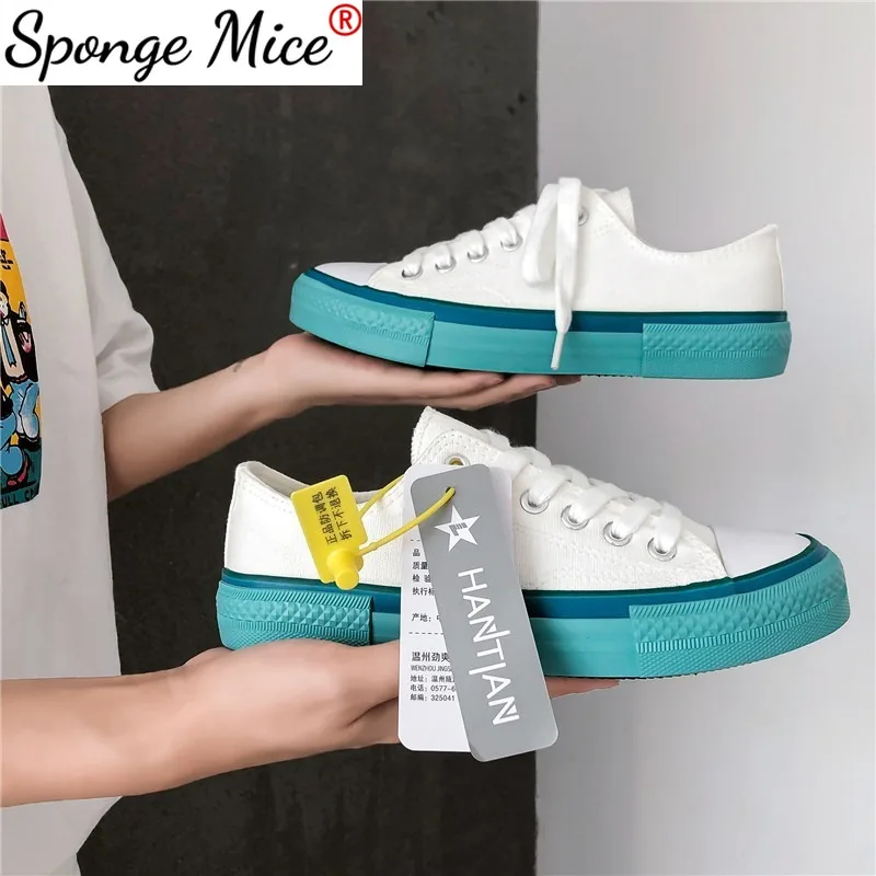 

2021New Candy Style Women Vulcanized Sneakers Breathable Casual Students White Shoes Woman Spring Autumn Lovely Canvas Shoes