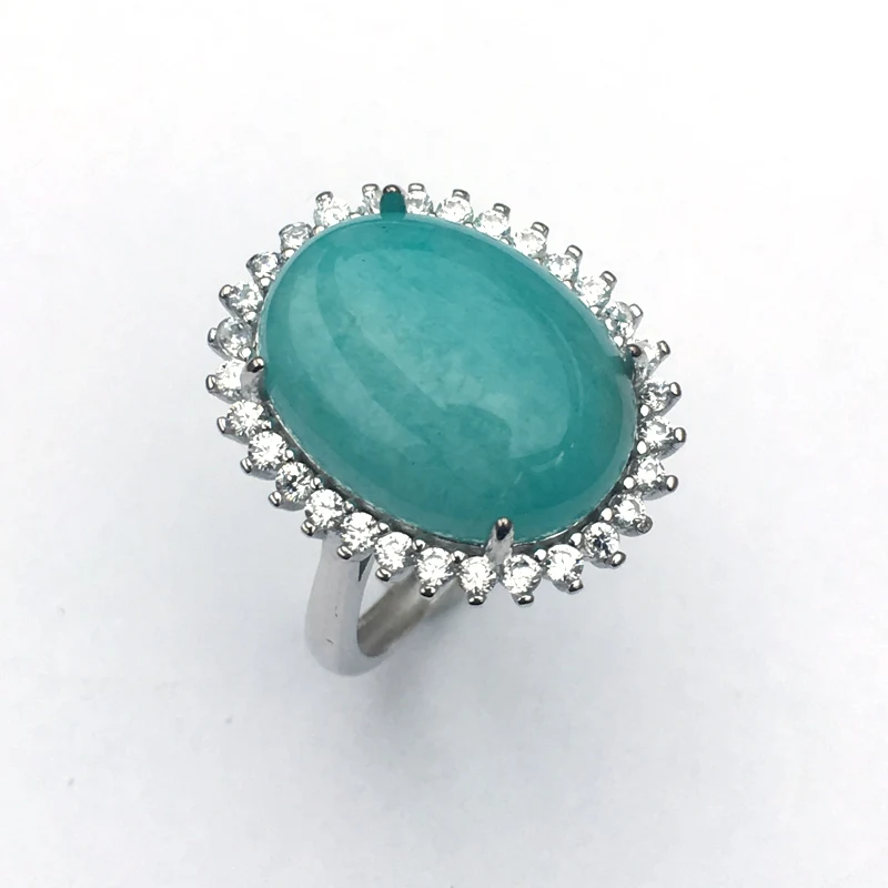 Женское кольцо из натурального амазонита CSJ классическое регулируемое овальное