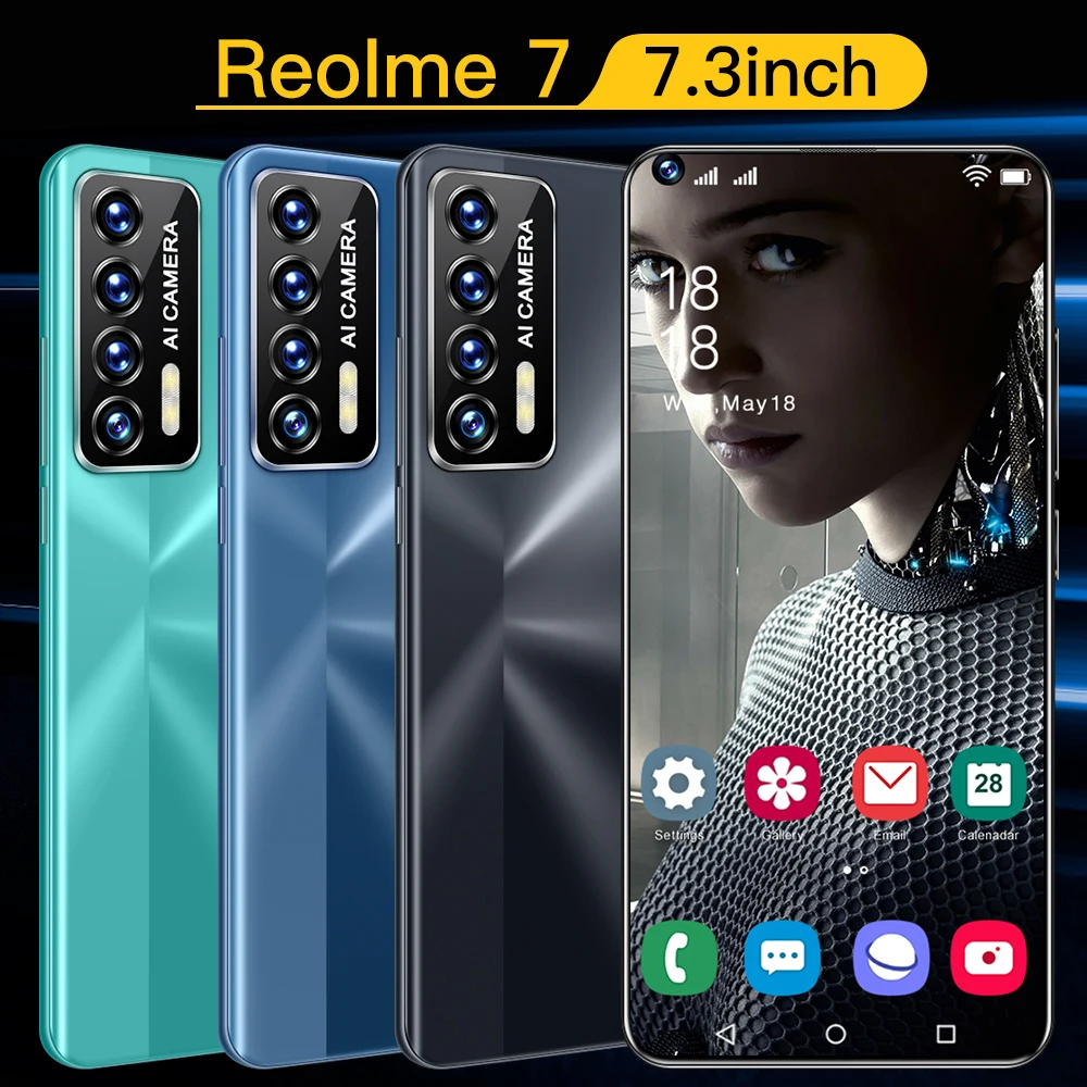

Cellular phones Reolme 7 Qualcomm Snapdragon 888 7.3 inch 6800mAh Android11 16+512GB 5G Mobile Phone Global Version Smartphones