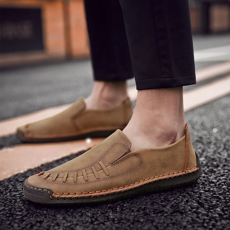 

2021 Men's Hand-sewn Casual Shoes High Quality Men's Lightweight Breathable Fashion Sports Shoes Large Size Driving Shoes 38-46