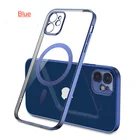 Прозрачный силиконовый Магнитный чехол для iPhone 12 13 11 Pro Max 11Pro 12 Mini 13Pro Беспроводное зарядное устройство Magsafing Гальваническая крышка