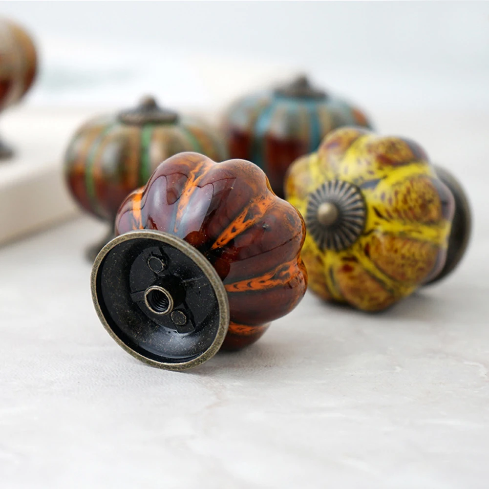 Круглая керамическая ручка для шкафа в форме тыквы ретро-стиль | Дом и сад