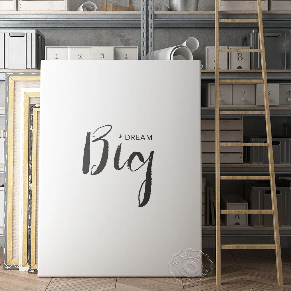 

Big Dream Print Poster, Black Lettering White Background Canvas Painting, Minimalism Text Wall Stickers, Nordic Style Wall Decor