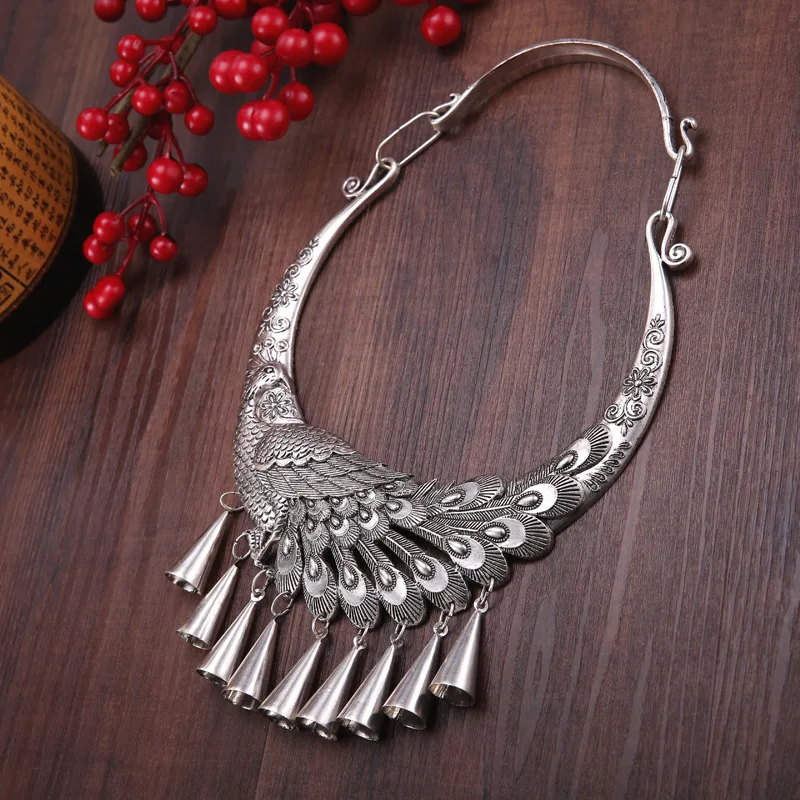 

Ожерелья и подвески преувеличенные MIAO серебряные аксессуары для танцев Павлин слон в форме лона ретро большой воротник этнические подвеск...