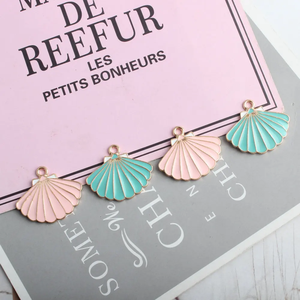 

10pcs Cute Enamel Alloy Scallopl Shell Charms Pendant For Handmade Cute Earrings Necklace Fashion Jewelry Findings B5