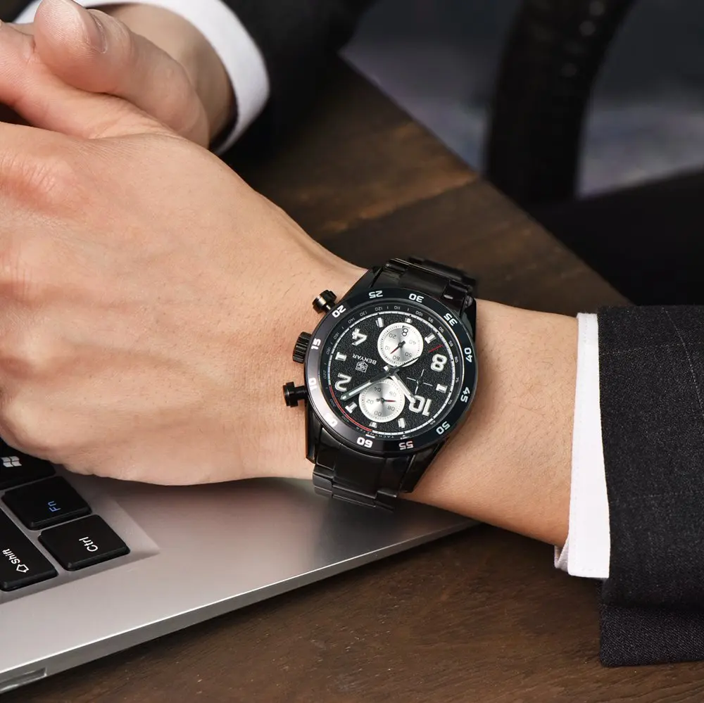 BENYAR Мужские кварцевые спортивные часы люксовый бренд Водонепроницаемый