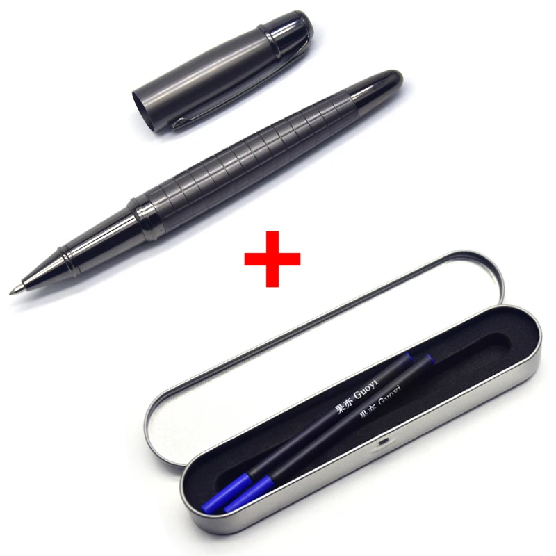 Gift-2 blue ink Guoyi A109 Новая Металлическая вращающаяся гелевая ручка канцелярские принадлежности для офиса и обучения школьные канцелярские принадлежности Подарочная роскошная ручка для отеля бизнес - Цвет: Gift-2 blue ink