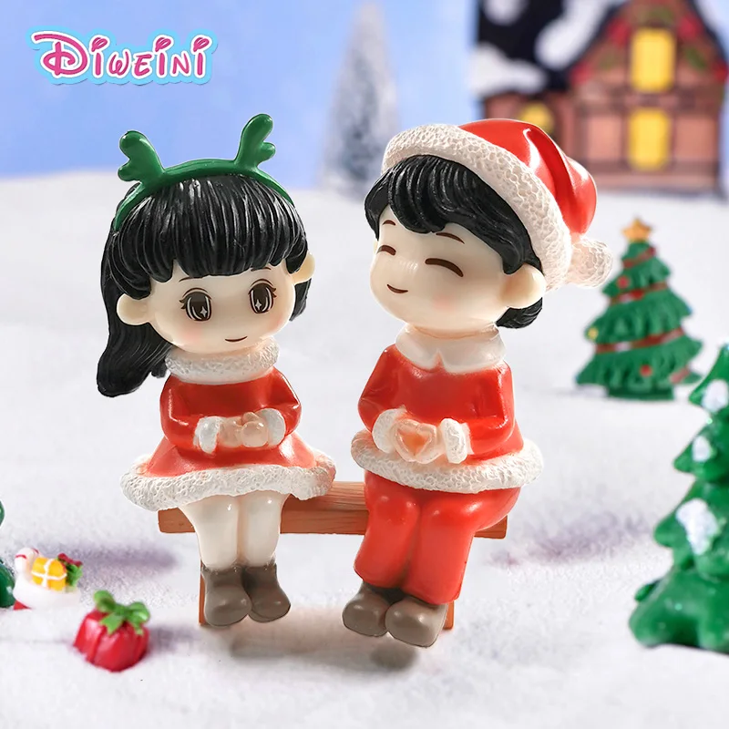 

New Christmas Lover Snowman Tree Action Figure Dollhouse Miniature Figurine Home Fairy Garden Decoration Toy Gift For Children