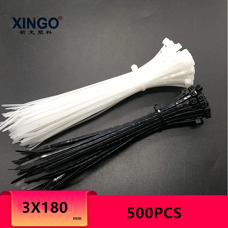 Самоклеящиеся нейлоновые кабельные стяжки xingo180мм 500 шт. пластиковые галстуки на