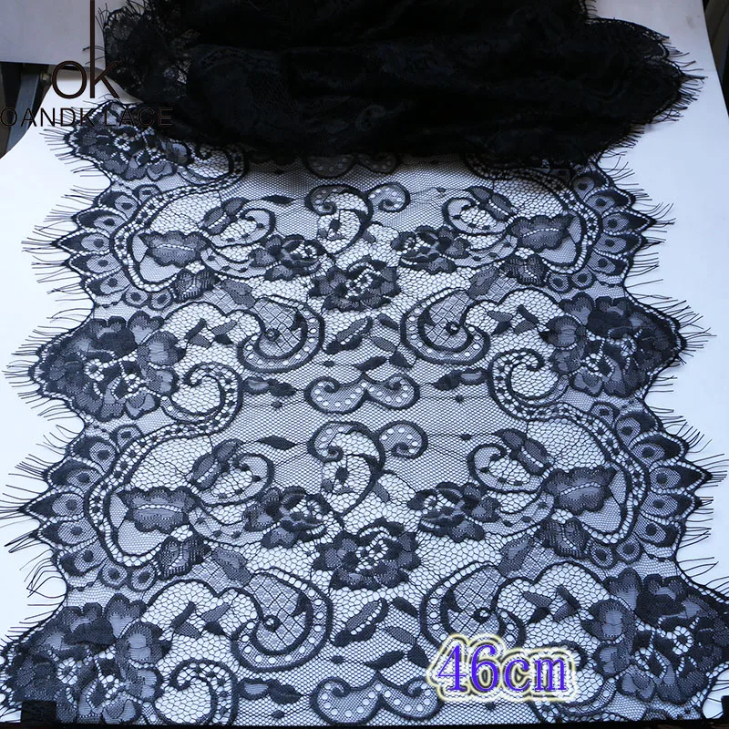 3 ярда белая Черная кружевная отделка с ресницами ширина 16 см ткань ручной работы