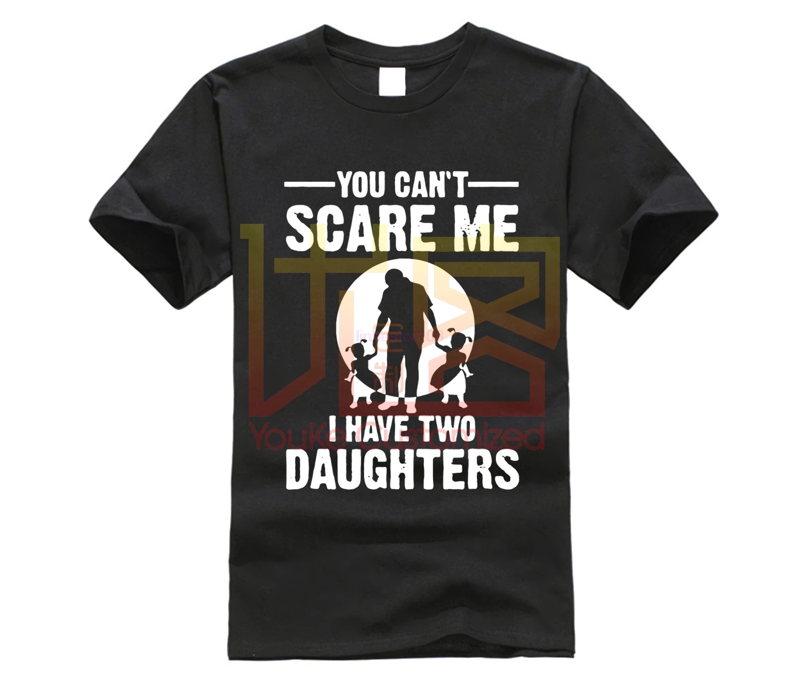 You Can't Scare Me I Have Two Daughter Day Gift For Dad/мужская футболка с забавным принтом хлопковые