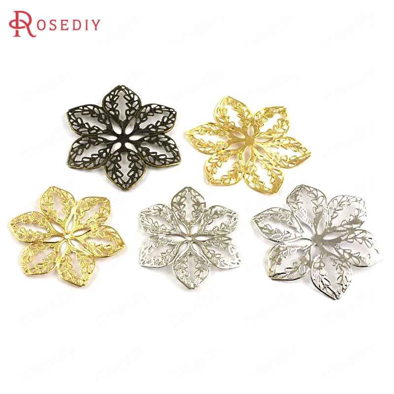 

(E845)20 pieces 48mm 57mm Iron Big Decorative Flowers Spacer Fashion Connector Accessories Jewelry Accessories Findings