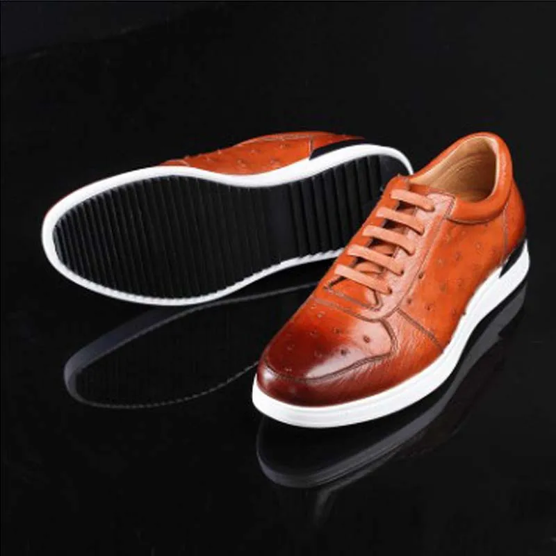 ourui new true ostrich leather men shoes male leisure Ostrich skin | Обувь