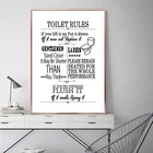 Настенная картина Правила пользования туалетом на холсте, современный смешной знак правила в ванной комнате, плакат, принты туалета, картина Cuadros, домашний декор