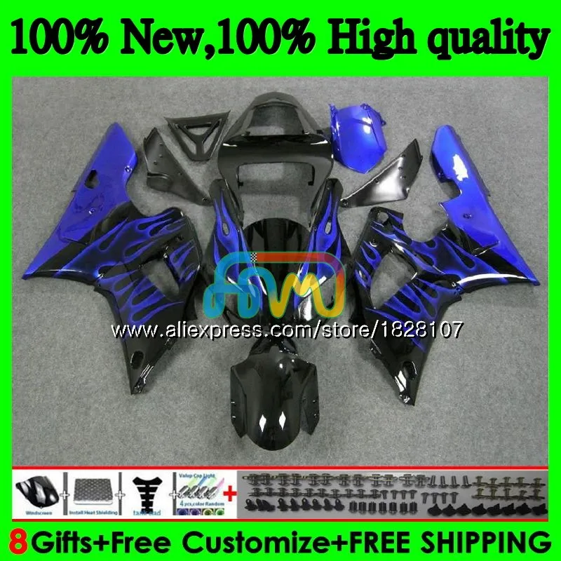 

Body Kit For YAMAHA YZF 1000 YZF R 1 YZF-1000 YZFR1 00 01 121BS.19 YZF R1 1000CC YZF1000 YZF-R1 2000 2001 Fairings Blue flames