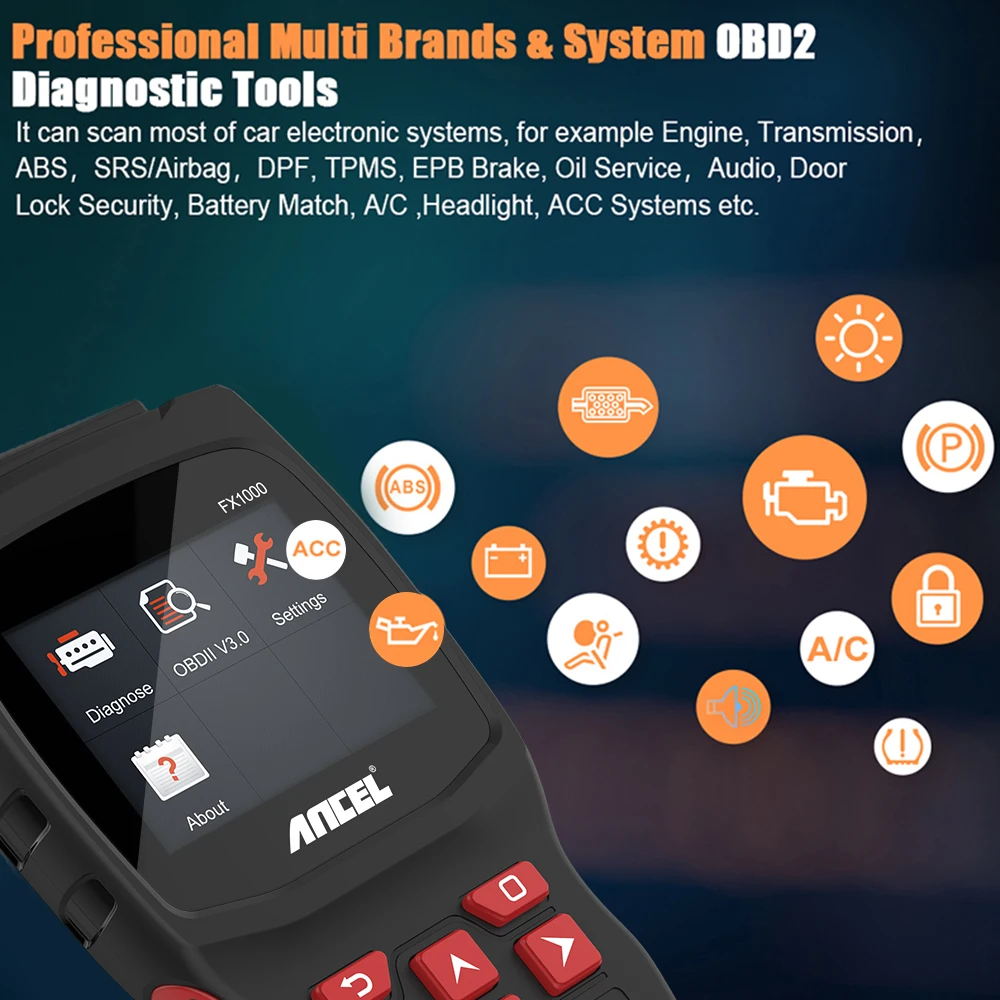Ancel FX1000 OBD2 автомобильный диагностический инструмент профессиональный все