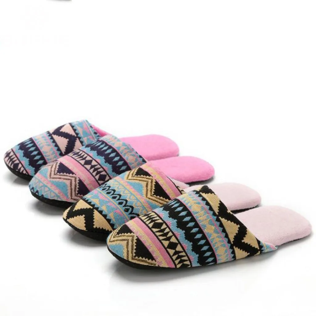 Женские стильные тапочки в богемном стиле домашние на плоской нескользящей