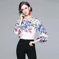 women print blouse top clothing new spring long sleeve elegant casual shirt ladies loose fashion vintage blouses