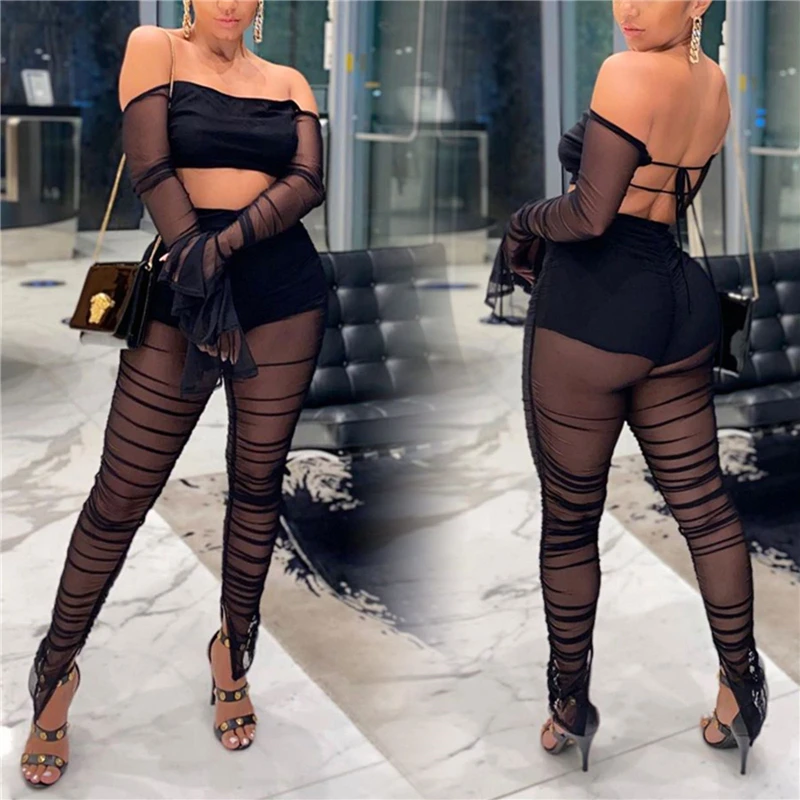 

Лидер продаж, Модный комплект одежды из 2 шт. женское Прозрачное нижнее белье в сеточку, наряды, взрослые сексуальные платья с открытыми плеч...