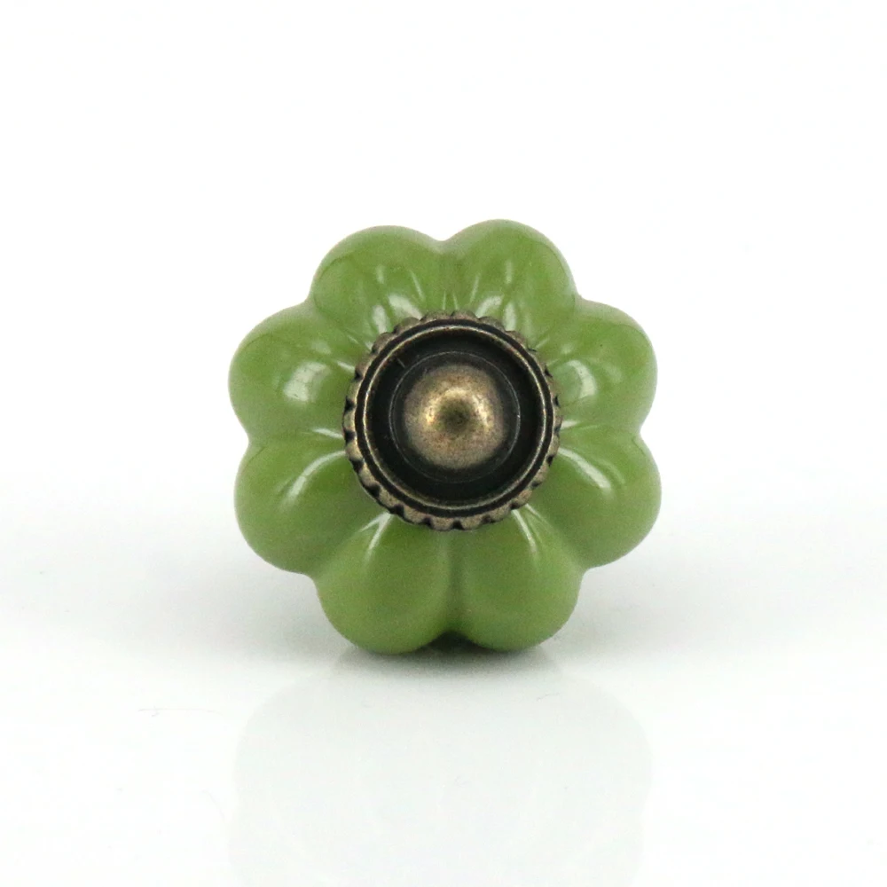 8 шт./лот ручки с зеленой тыквой керамические для ящика двери шкафа 33*38 мм|pumpkin