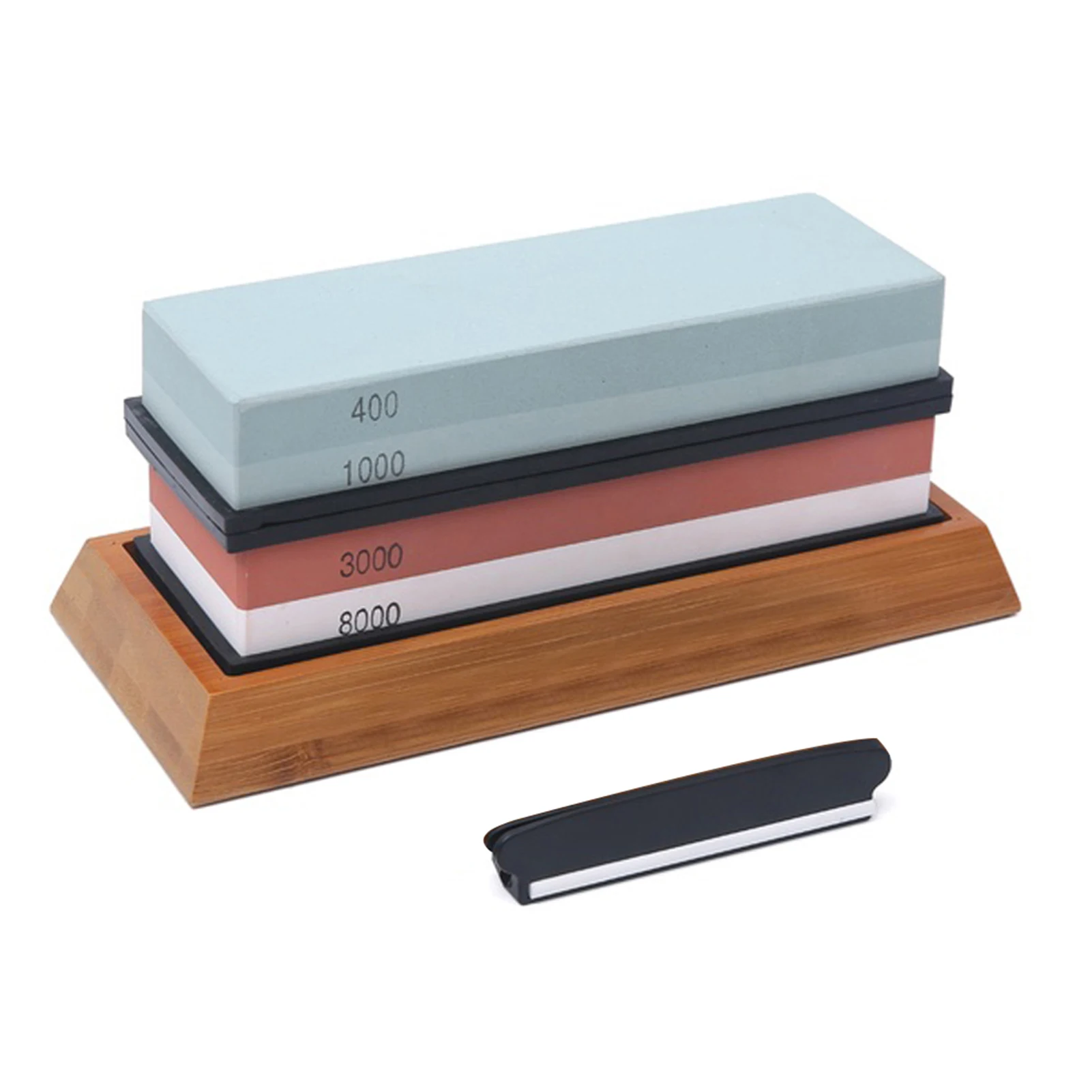

Knife Sharpener 400/1000 3000/8000 Grit Sharpening Stone Double-sided Whetstone Cut With Non-Slip Bamboo Base Free Angle Guide