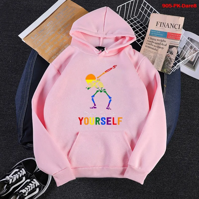 

Streetwear Swag Gesture Dare To Be Yourself Hooded Women Clothes Plus Size Hoodies Pink Tops Hip Pop Hoodie Punk Gothic Hoody