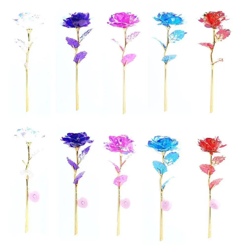 

5PCS Valentine's Day Creative Gift 24K Foil Plated Rose Gold Rose Lasts Forever Love Wedding Decor Lighting Roses Creative Gifts